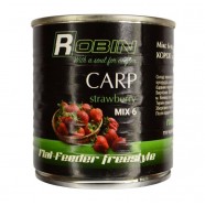 Прикорм для лову риби, мікс з 6-ти зерен, Robin, Карп, об'єм 200мл, смак Полуниця